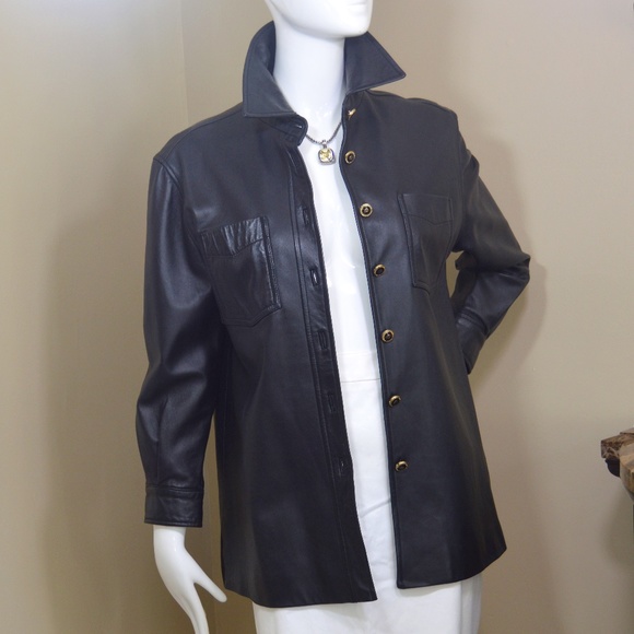 St. John Black Leather Button-Up Jacket – Size M (New Without Tags) - Picture 4 of 15